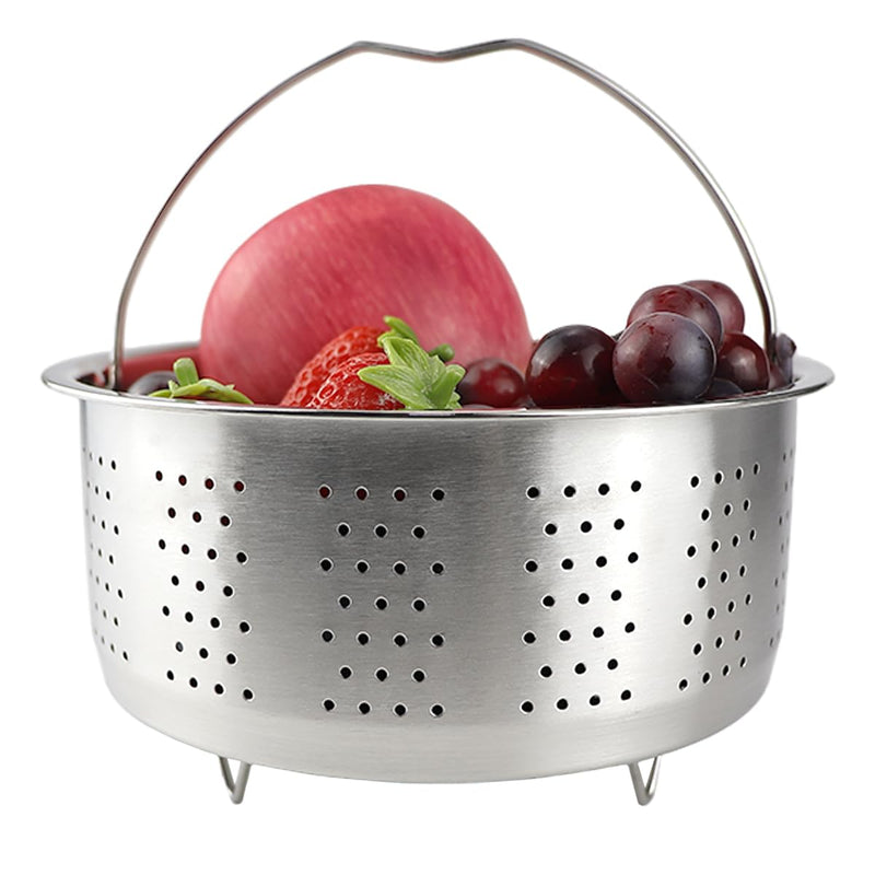 Vegetable Steamer Basket 304 Stainless Steel Vegetable Steamer Basket with Handles Mesh Strainer for Strain, Rinse, Steam Cook, 17.5CM 17.5X17.5X9.5CM