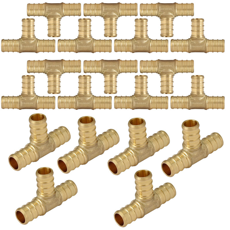20PC HeSun Brass Crimp PEX Fittings, 3/4" Pex Tee(PEX1807071-20) 3/4 INCH,20 PACK