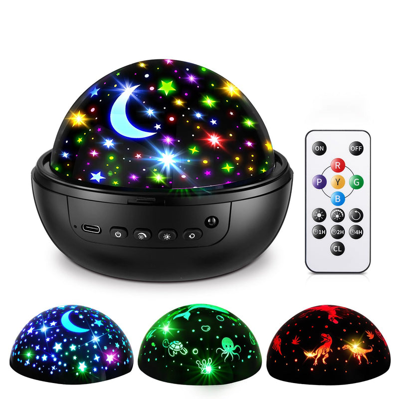 Night Light for Kids, 93 Lighting+3 Films Kids Night Light Projector, Remote+Dimmable Star Projector for Kids, 360° Slient Star Lights for Ceiling Projector, Stars for Ceiling Stars Gifts Night Light for Kids-Black