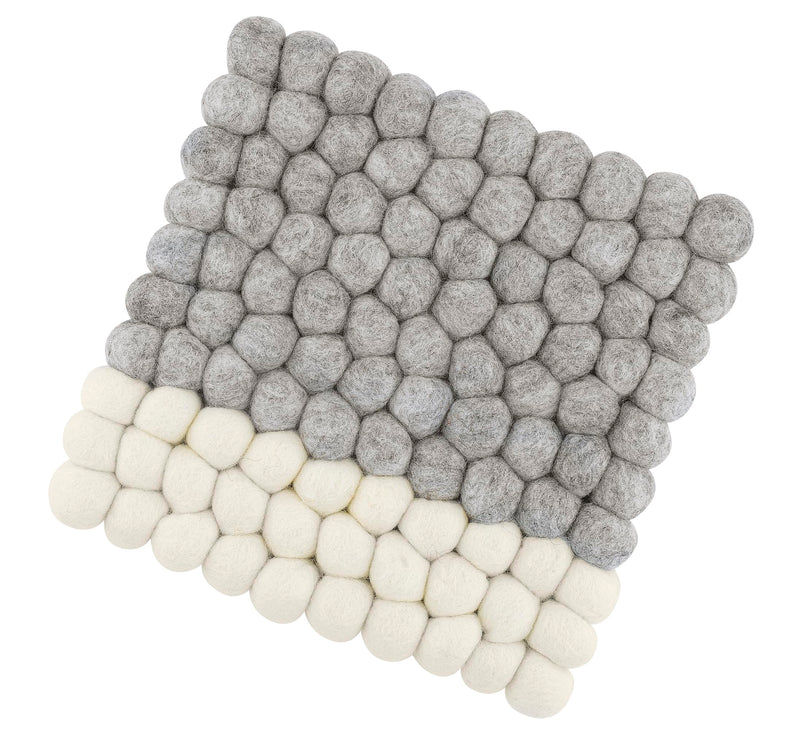 Cilio Fair Trade Certified 100% Wool Trivet Made in Nepal, 8" Square, Gray/White