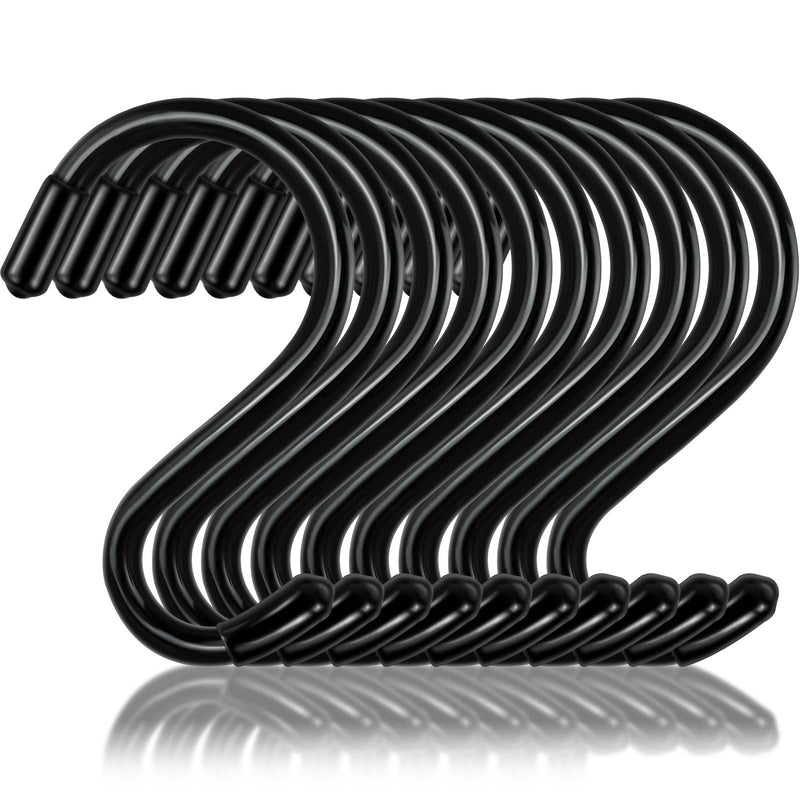 3 Inch S Hooks for Hanging Plants, Vinyl Coated S Hooks Heavy Duty,10 Pack Non Slip Small Rubber Coated Steel Metal Black Closet S Hooks for Hanging Plants, Closet, Garden, Pot Pan Cups Jeans 10 3 Inch
