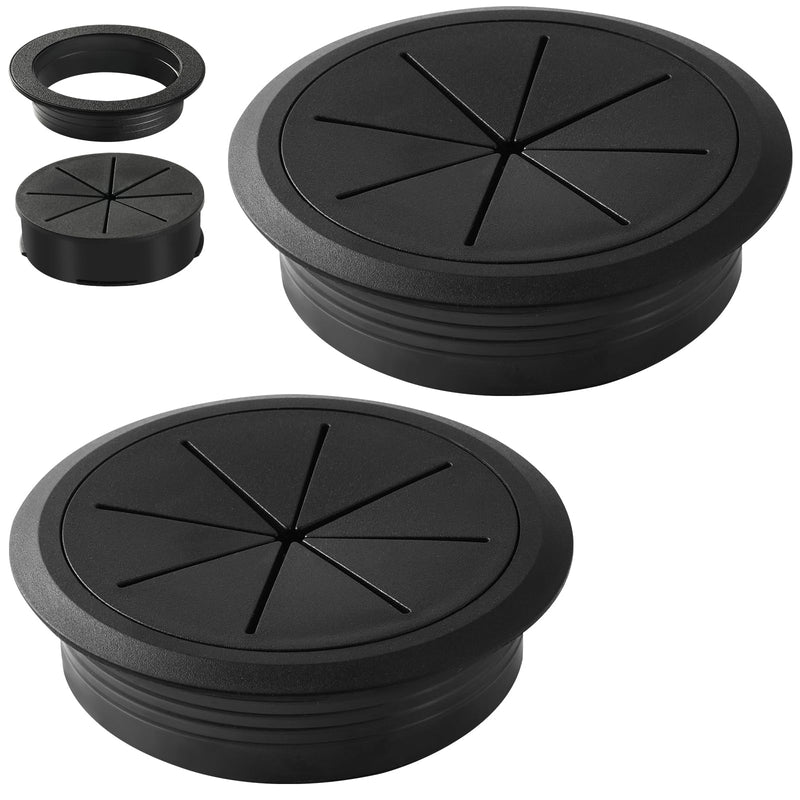 Desk Grommet 3.15 Inch (80 mm) 2 Pieces, Desk Hole Cover for Cables Black, Desk Hole Grommet ABS Plastic, Desk Cord Hole Cover for Wires Cables Through The Countertop by XIOGZAXI 3.1 Inch Black-M