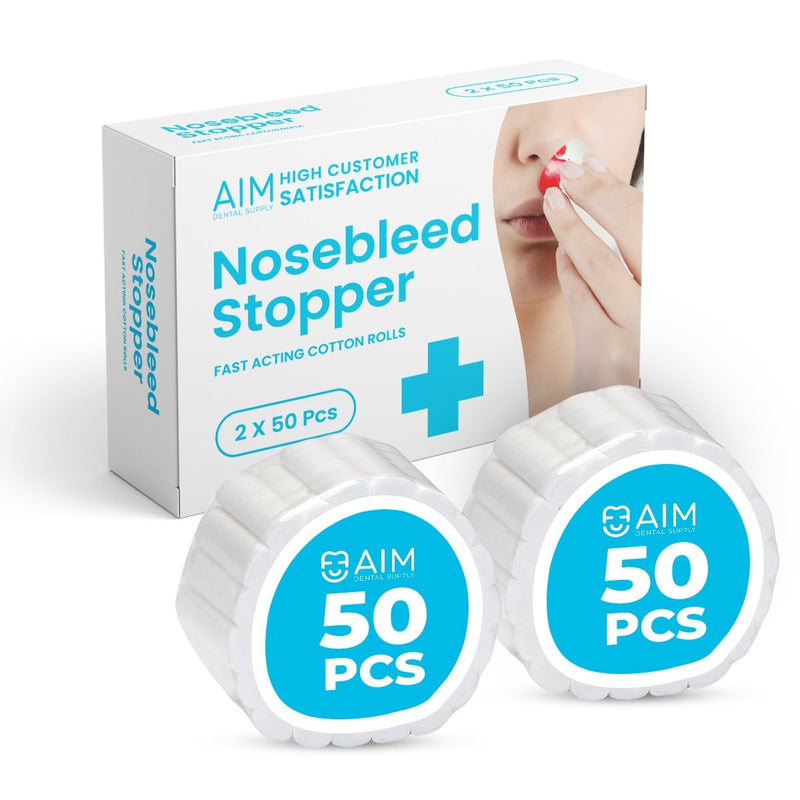 100 Pcs Dental Cotton Rolls - Nose Bleed Stopper - Nose Bleed Stopper Plugs for Kids or Adults - Extra Absorbent Nose Bleed Plugs - Non Sterile 1.5 Inch Nose Bleed Stopper Plugs
