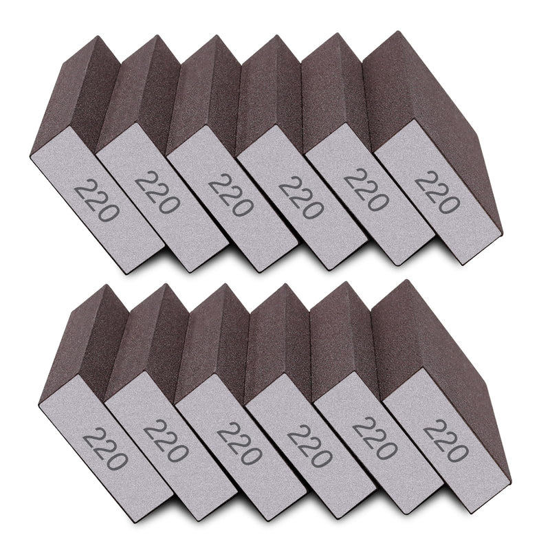 12Pcs Sanding Sponge 220 Grit Fine Sanding Blocks for Drywall Metal Wood Washable and Reusable 12PCS-220 Grit