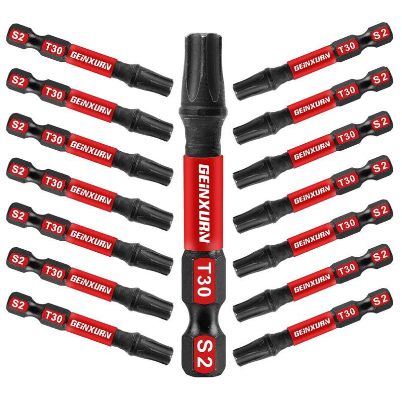 15 Pieces T30 Impact Tough Magnetic Screwdriver Bit Set, 2 In. #30 Torx Head Power Bit Set, S2 Alloy Steel T30 Star Bit Set 2"-15PCS