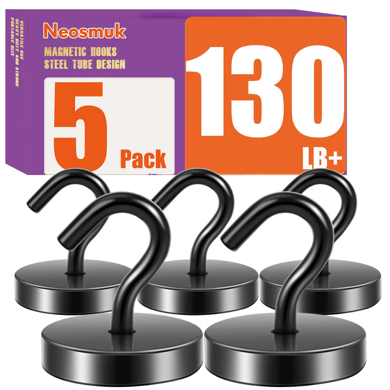 Neosmuk Magnetic Hooks, Cruise Ship Essentials, 130lb+ Heavy Duty Magnetic Hooks for Cruise Cabins, Refrigerator, Grill, Hanging, and Travel | Extra Strong Must-Haves Magnet Hook,Black Black 130lb Magnetic Hooks