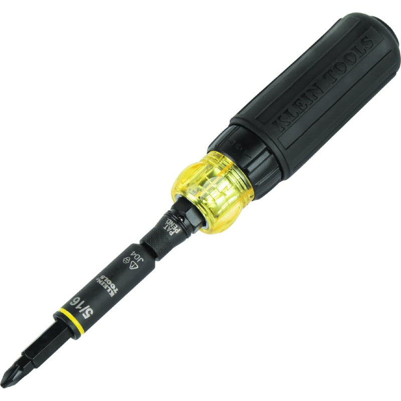 Klein Tools 32500HDRT KNECT Ratcheting Screwdriver, Multi-Bit Screwdriver / Nut Driver, Impact Rated 11-in-1 Tool with Phillips, Slotted, Square and Torx Tips Ratcheting Handle