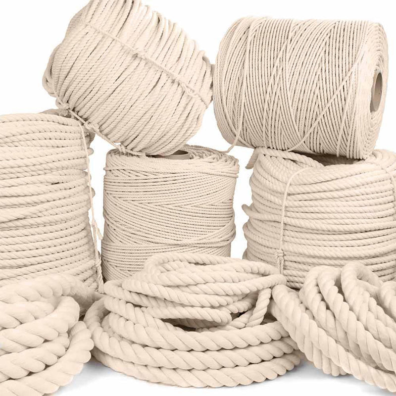 Rope and Cord White Twisted 100% Natural Cotton Rope – Lengths from 10’-600’ – 3/16" 10 feet 3/16 in.