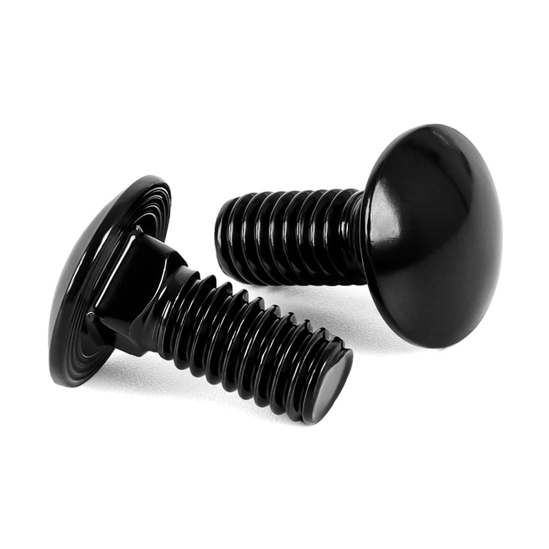 1/4-20 x 1/2" Carriage Bolts Screws, Stainless Steel 18-8 (304), Round Head, Square Neck, Fully Threaded, Black Finish, 25 PCS 1/4-20 x 1/2"