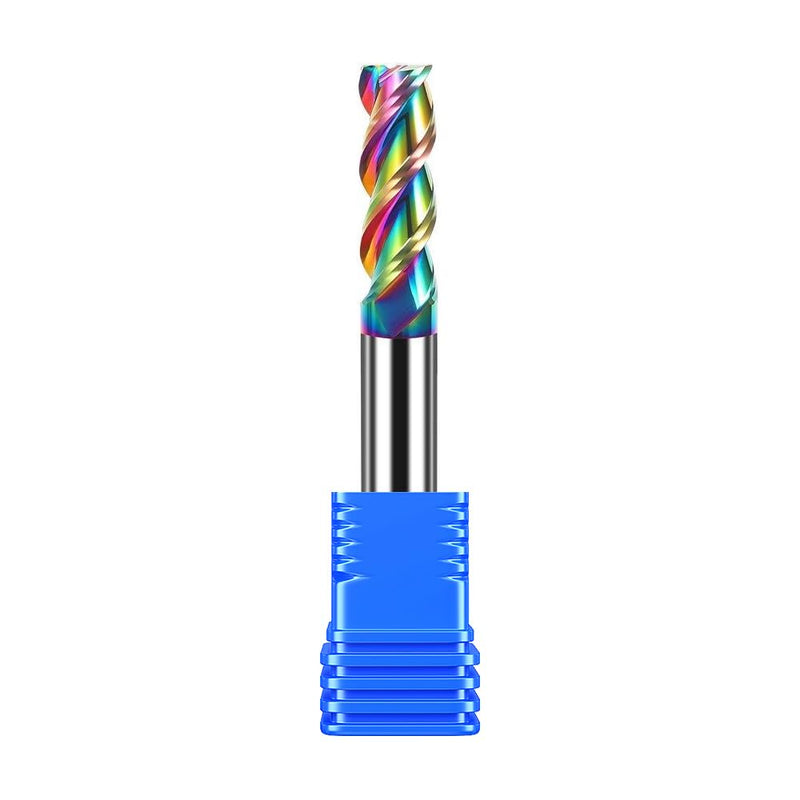 3/8" Carbide Square End Mill Bits for Aluminum - 3/8" Shank Dia,2-1/2'' Oal - 3 Flutes DLC Rainbow Coating - Durable 3/8"DLC (1 Pieces)