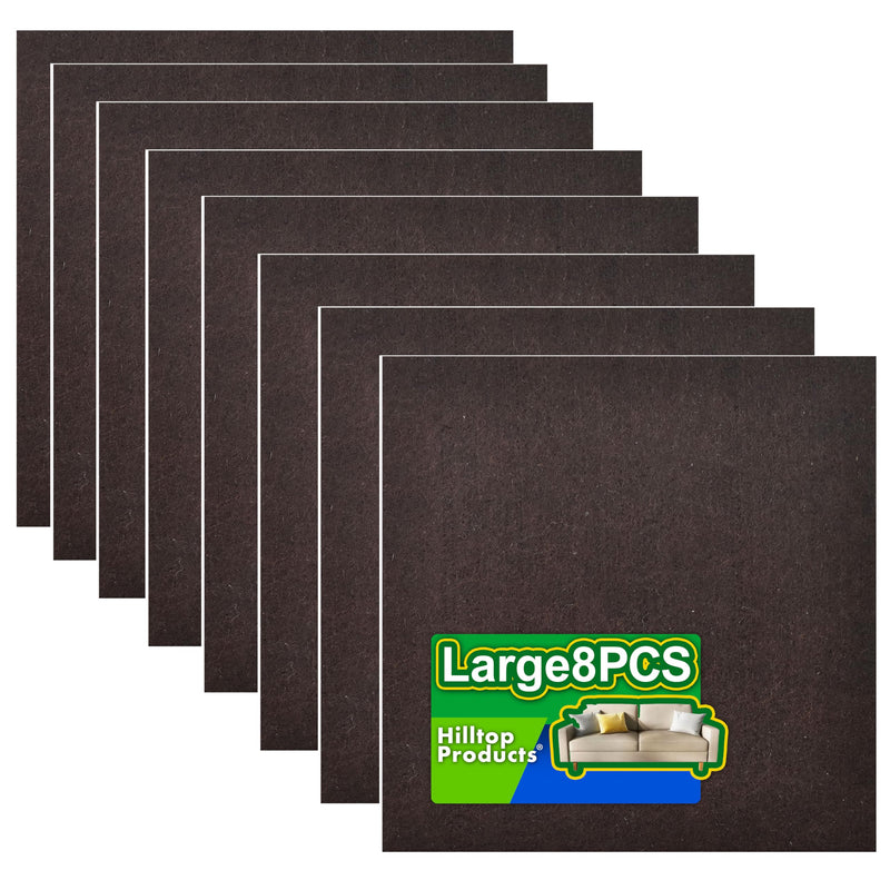 8 Pack - Brown Self Adhesive Square Furniture Felt Pad Surface Protector for Hardwood, Tile, Laminated Floor - Cut into Any Shape