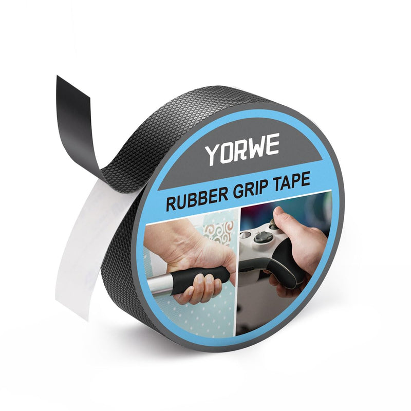 Rubber Grip Tape, Ultra-Thin Strong Adhesive Anti-Slip Waterproof Heat Resistant Wear-Resistant Cushion Pad, Making Handles or Contact Surfaces Safer, with Grip and Comfort (Black, 1In x 10Ft) Black