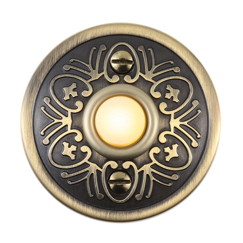 Metal Doorbell Push Button, Bronze Wired Lighted Up LED Doorbell Button-53 1Pcs Round Bronze Doorbell Push Button