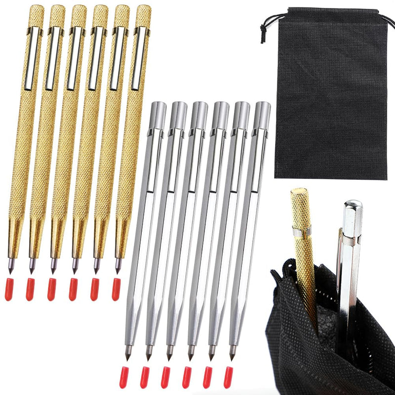 Tungsten Carbide Tip Scriber, 12Pcs Metal Etching Pen Carve Engraver Scribe Tools for Stainless Steel, Ceramics, Glass, Metal Sheet and Gold/Welding Scribers12PCS