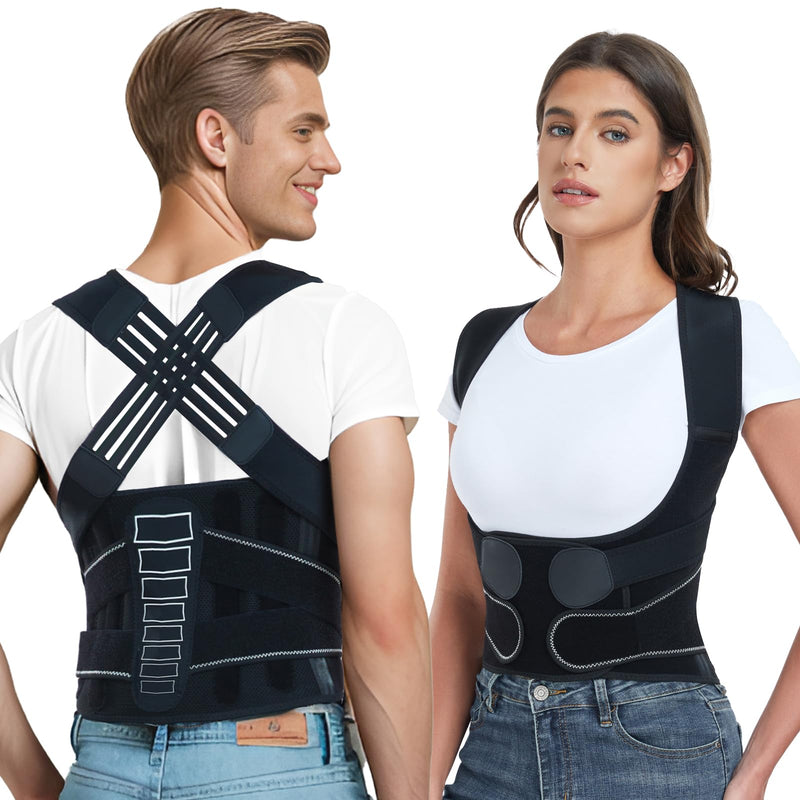 Back Brace Posture Corrector for Women and Men with Spine Vertical Alignment System, Lower Back Pain Relief, Back Straighter Instant Posture Corrector - Scoliosis Medium (Waist 32"-40") Black