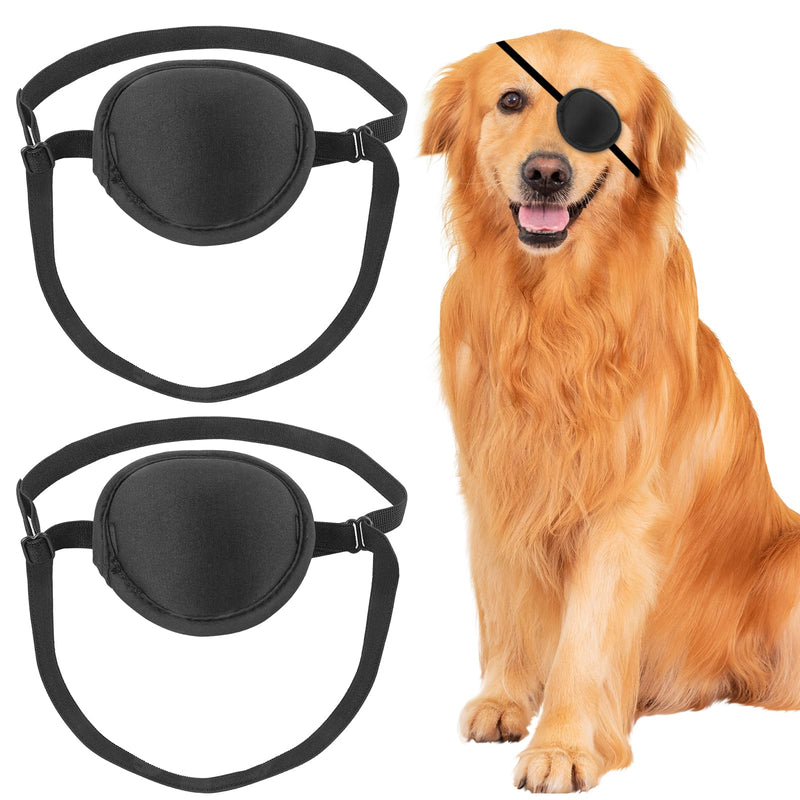 YeeBeny Dog Eye Patch, Eye Protection for Dogs, Adjustable, Groove Design, Black, 2 Pack Black-2