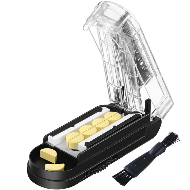 Pill Cutter for Multiple Pills at a Time, Pill Cutter Splitter for Small and Tiny Pills, Pill Cutter for Small or Large Pills, Pill Splitter with Hidden Sharp Stainless Steel Blade (Black) Black+clear