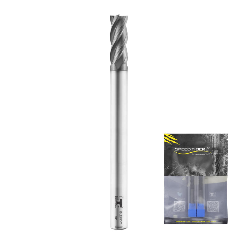 SPEED TIGER Micrograin Carbide Square End Mill Extra Long Reach - 4 Flute - ISLE1/4 4T (2 Pieces, 1/4") - for Milling Alloy Steels, Hardened Steel, Metal & More – for DIYers & Professionals 2 1/4 in