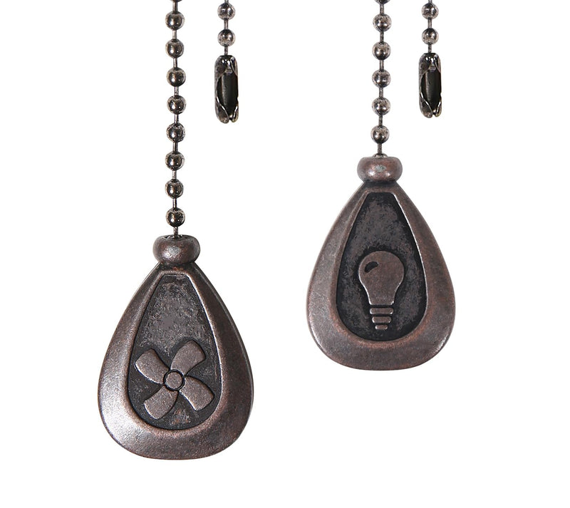 SmoTecQ Ceiling Fan Pull Chain Extenders 2 Pack, Decorative Waterdrop Look (Retro) Retro