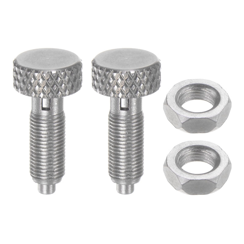 HARFINGTON 2Pcs Spring Plunger with Knurled Handle M5x0.5 Pin Dia.2.5mm Retractable Release Pins Stainless Steel Non-Locking Retractable Index Plunger for Industrial Equipment