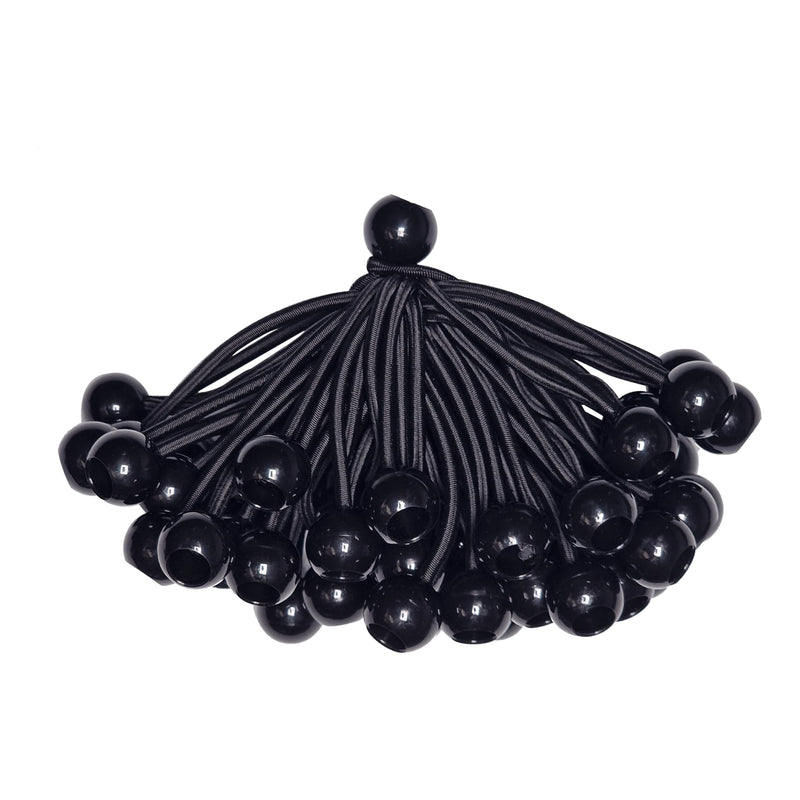 50-Piece YELIER Ball Bungee Cord (Black, 4"), UV Resistant, Antioxidant, Secure Tie Down 4" Black