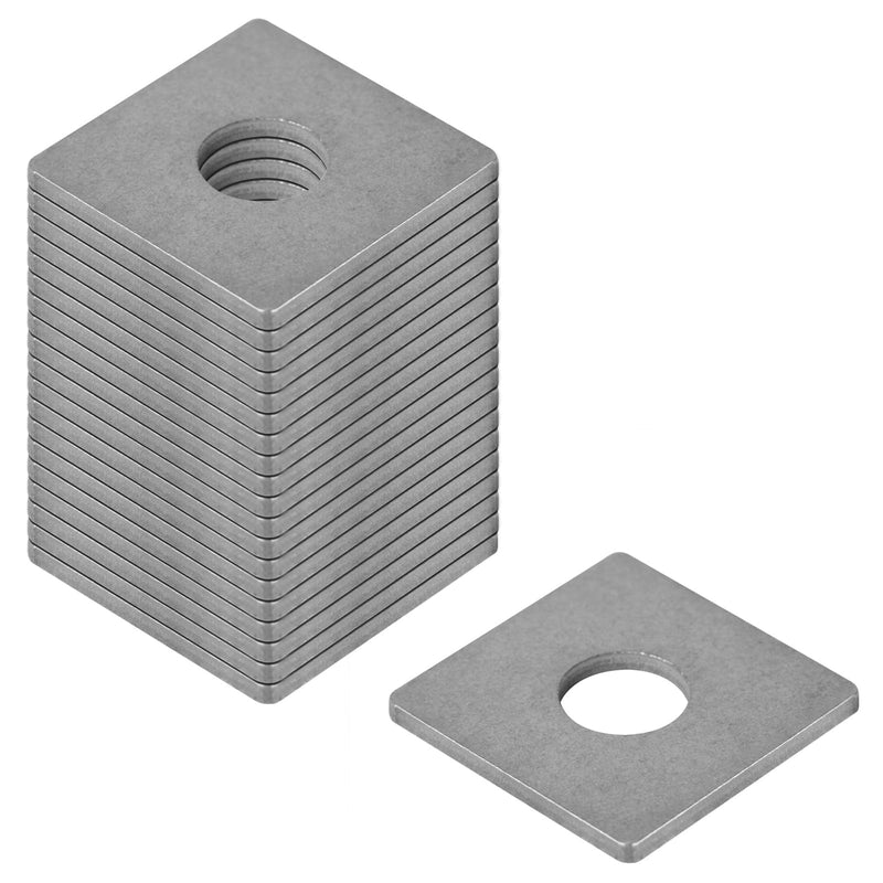 20 Pcs Square Plate Washers, 1/2"(ID) x 1-5/8" x 1-5/8", Flat Washer Fastener, Stainless Steel, 2.8mm Thick