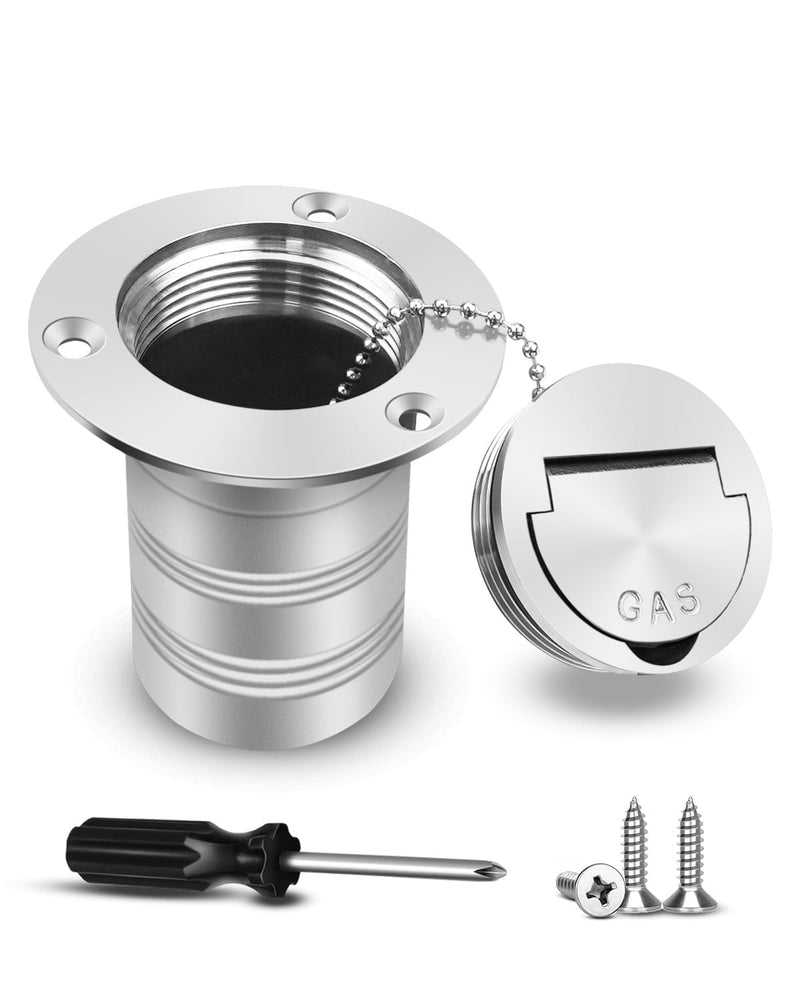 2 inch (50mm) Boat Gas/Fuel Deck Fill/Filler with Keyless Cap with Chain, 316 Stainless Steel Deck Hardware for Marine Boat Yacht Caravan GAS-Straight