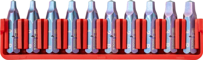 PB Swiss Tools Robertson Bit Block PB C6.708 CN | 100% Swiss Made | 10-Piece Bit Set with 10 Square C6 1/4" PrecisionBits, Size 0-3
