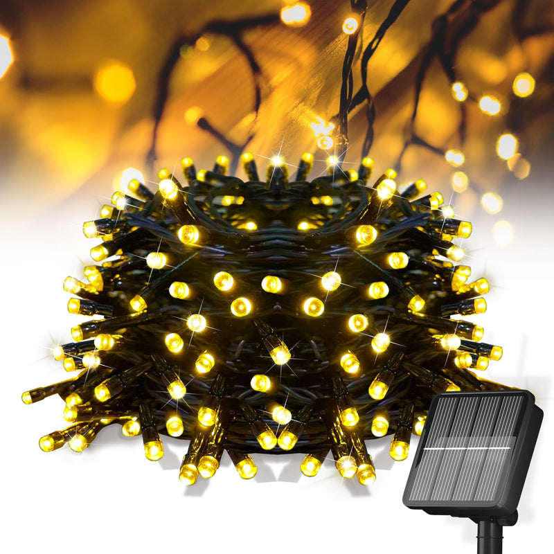 Solar String Lights for Outside, 39Ft 100 LED Solar String Lights Outdoor with 8 Modes ，Solar Christmas Lights Outdoor Waterproof for Yard, Fence,Balcony, Party,Christmas Tree Decorations (Warm White) Warm White