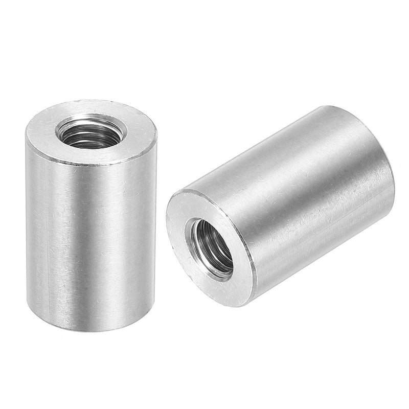uxcell 4Pcs M10 Round Connector Nuts, 304 Stainless Steel Coupling Nut 30mm/1.18" Length Sleeve Rod Bar Stud Nut for Bracket, M10x30x20mm 4