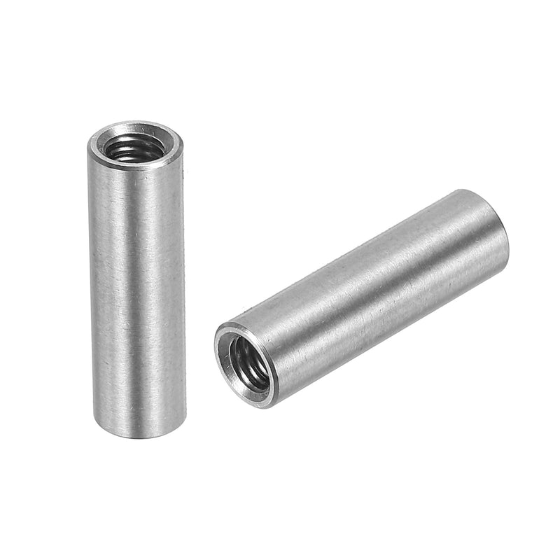 uxcell 10Pcs M4 Round Connector Nuts, 304 Stainless Steel Coupling Nut 20mm/0.8" Length Sleeve Rod Bar Stud Nut for Bracket, M4x20x6mm 10