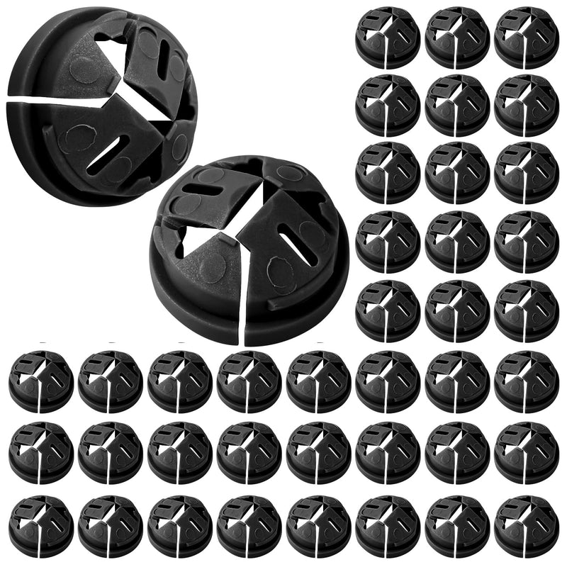 50pcs Push-in Cable Connectors, 3/8 Inch Trade Size Non-Metallic Push In Connector Plastic Electrical Box Wire Inserts Button Push-in NM Cable Clamps Connector for 1/2 Inch Knockouts (Black) Black