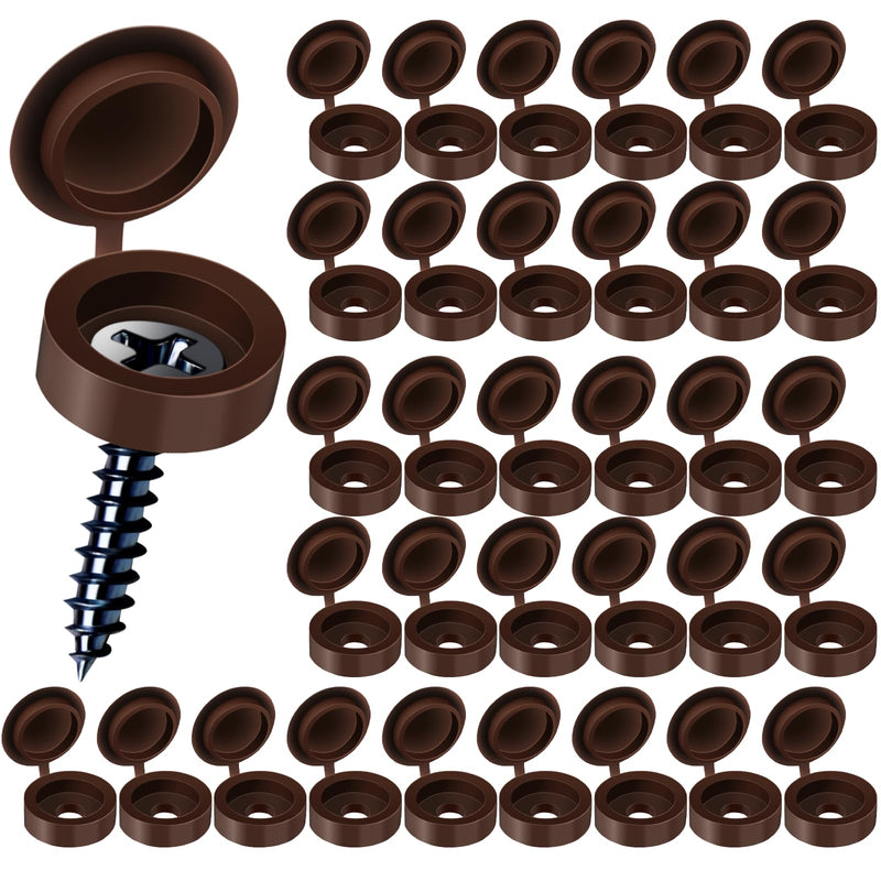 HNYYZL Plastic Hinged Screw Covers Caps, Screw Caps Upholstery Screws 100 PCS Brown, Shutter Screw Caps Snap Washer Covers Flip Tops for Covering Screw Heads, Screw Protection (M), Bronze One Size