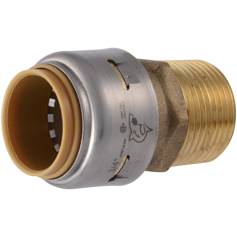 SharkBite Max 3/4 Inch MNPT Adapter, Push to Connect Brass Plumbing Fitting, PEX Pipe, Copper, CPVC, PE-RT, HDPE, UR134A 3/4 in.