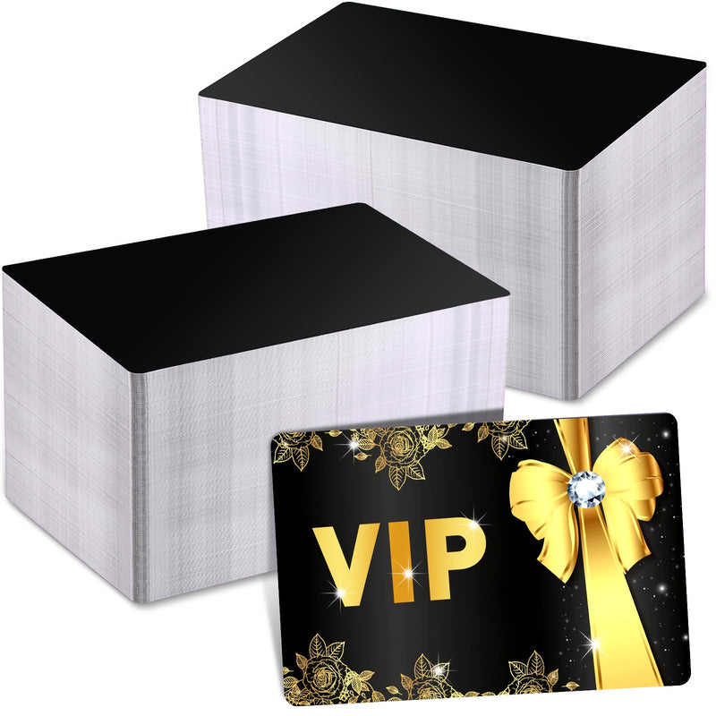 Marspark 300 Pcs Metal Engraving Blanks Multipurpose Aluminum Sheet Aluminum Business Card Blanks for Cnc Engraver Laser Engraving DIY Cards, Thickness 0.21 mm/ 0.01 Inch (Matte Black) Matte Black