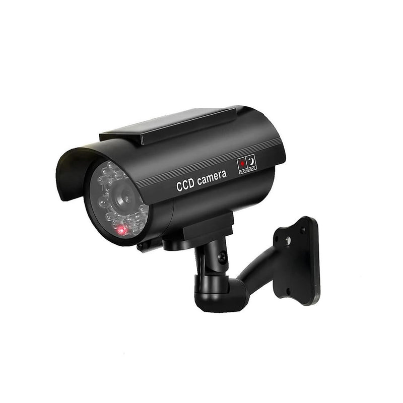 Solar Powered Fake Security Camera, Easy to Install with Red Light LED Light Flashing and Warning for Indoor/Outdoor