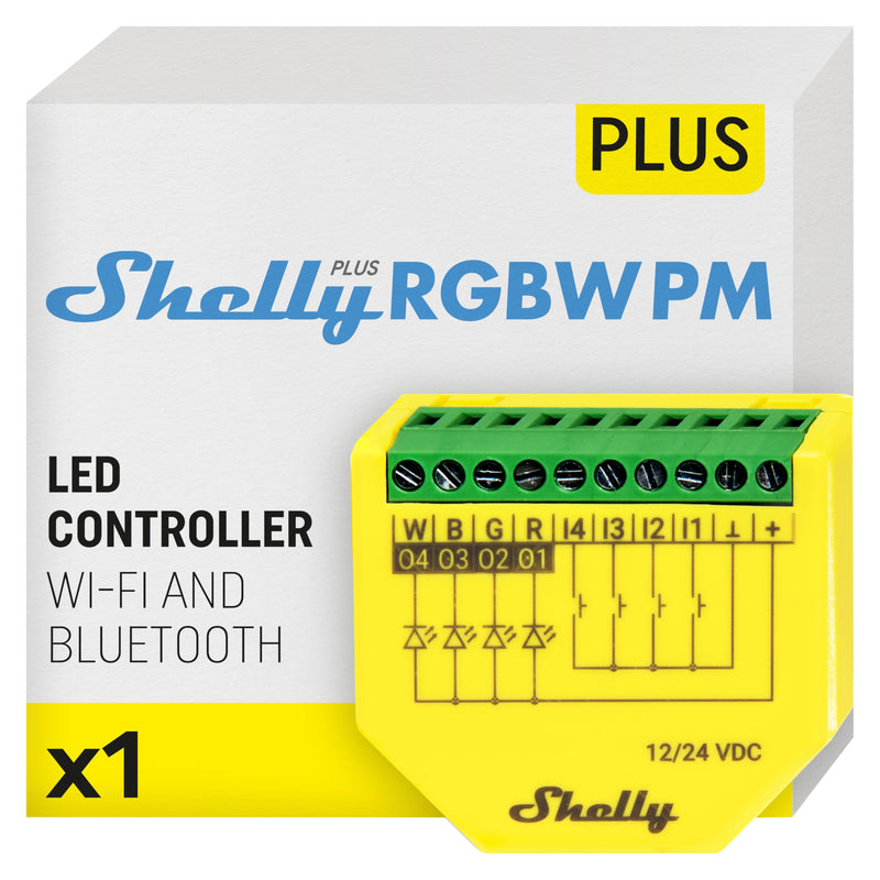 Shelly Plus RGBW PM | WiFi & Bluetooth Smart Remote Control for RGBW with Power Metering | Home Automation | No Hub | Compatible with Alexa & Google Home | iOS Android App 1