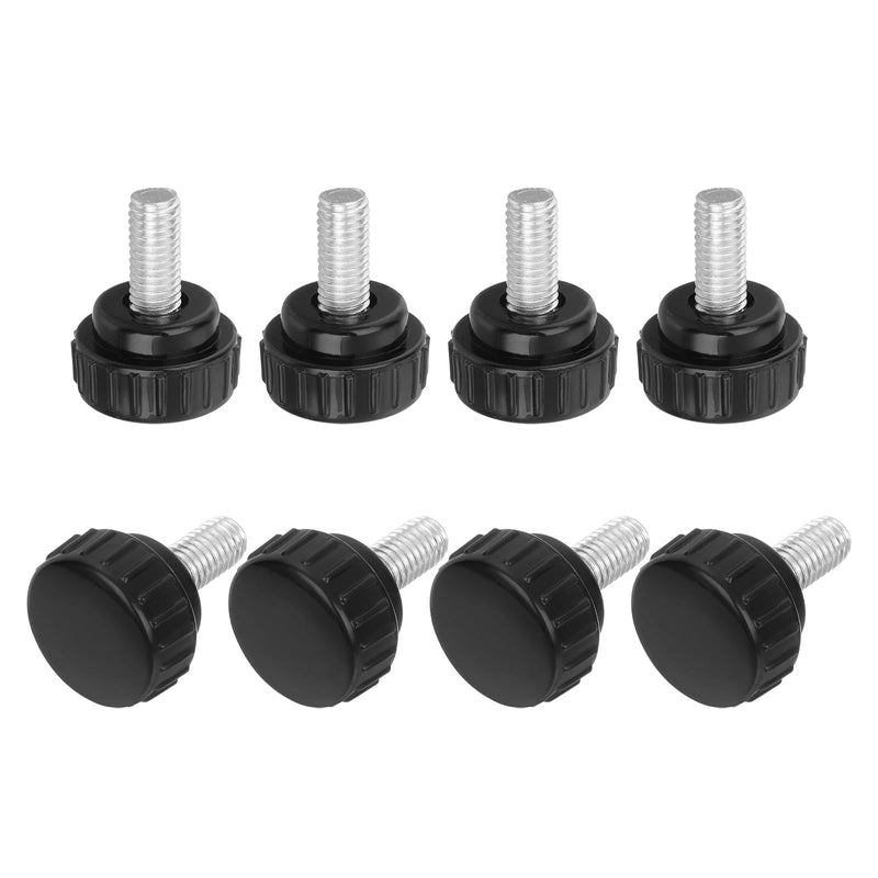 uxcell 8Pcs Round Knurled Thumb Screws, M8 x 16mm Carbon Steel Zinc Plated Thread Thumbscrew Clamping Knob Screw for Quick Replacement Screws, Black 8