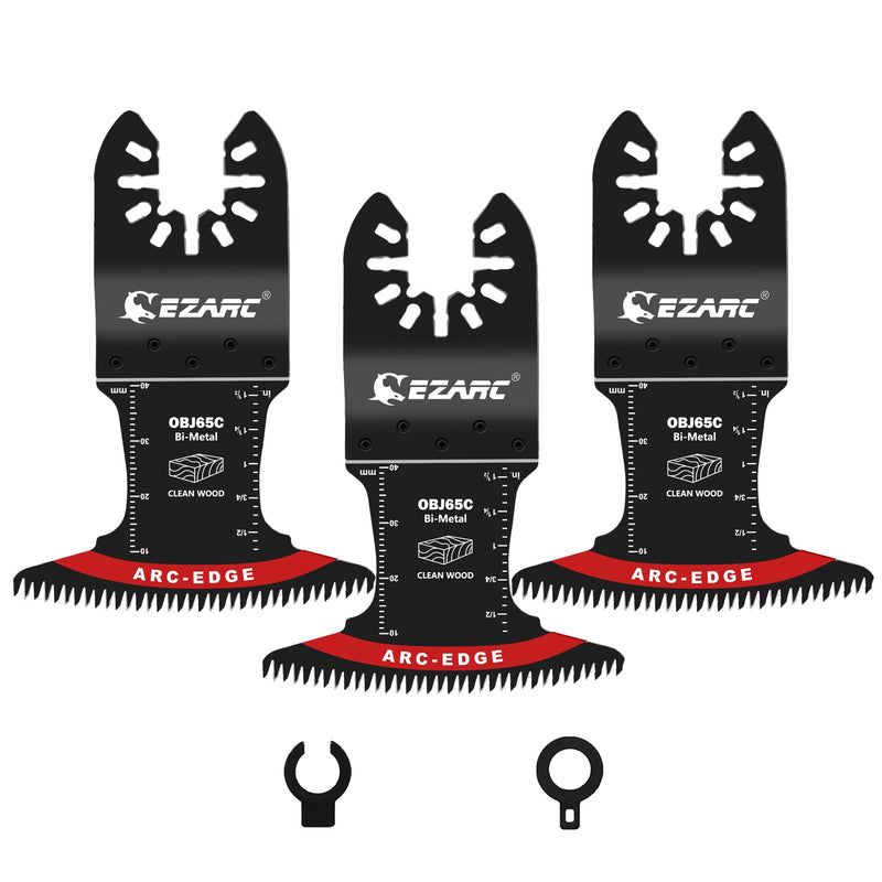EZARC Bi-Metal Arc Edge Oscillating Tool Blade, 2-9/16" Extra-Wide Japanese Teeth Oscillating Saw Blades for Clean Cuts in Hard Wood & Plastic, Universal Fit Multitool Blades, 3-Pack