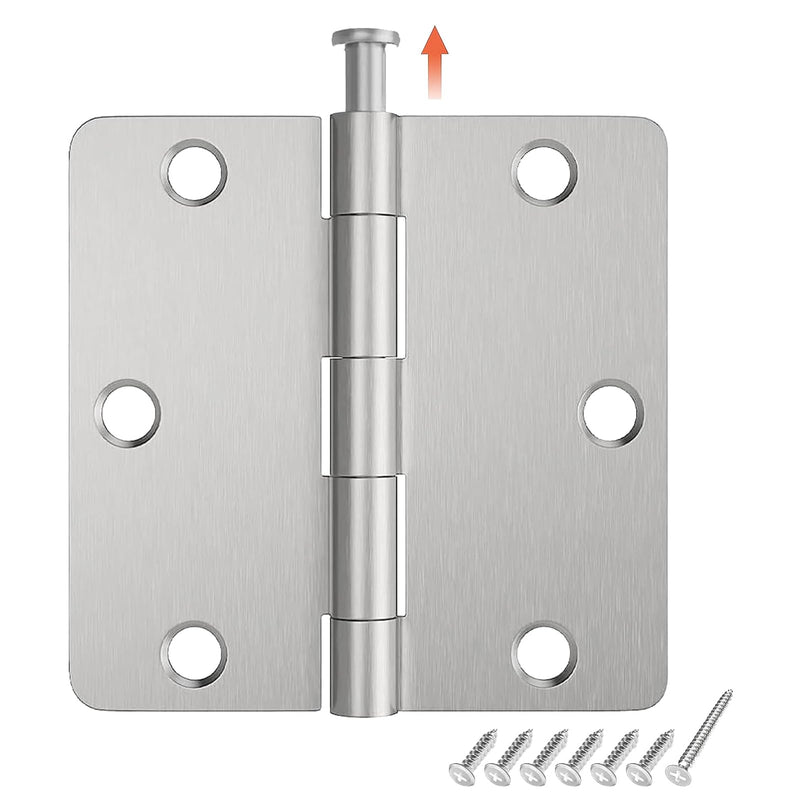 HOSOM Satin Nickel Door Hinges 3.5 Inch Interior Door Hinges with 1/4" Radius, 3-1/2 Brushed Nickel Door Hinges, 3 Pack - NewNest Australia