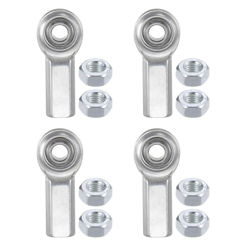 4pcs CF4 Rod End Joint Bearing - [1/4" Bore, 1/4-28 UNF Right Hand Thread] Female Rod End with Jam Nuts, 45# Carbon Steel 4