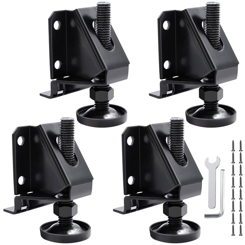 DkOvn 4/8/16 Pack Heavy Duty Leg Leveler, Leveling Feet, Adjustable Furniture Leveler Legs, with Screws, Lock Nuts and Wrench, 2 inch Adjustable Height, for Furniture, Table, Cabinets(4 Pack Black) 4 Pack