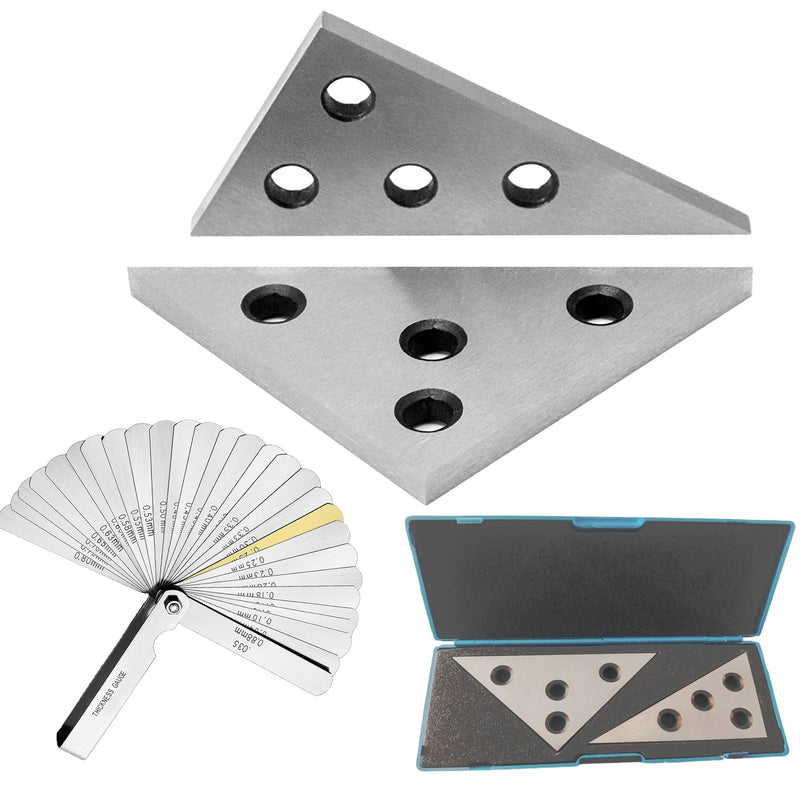 Precision Angle Block Set Solid Angle Plate Set, 30-60-90 Degree&45-45-90 Degree Machinist Tools Milling Ground Gauge Angle Gage Inspection Block Set (2 Pcs Triangle Angle Block) 2 Pcs Triangle Angle Block