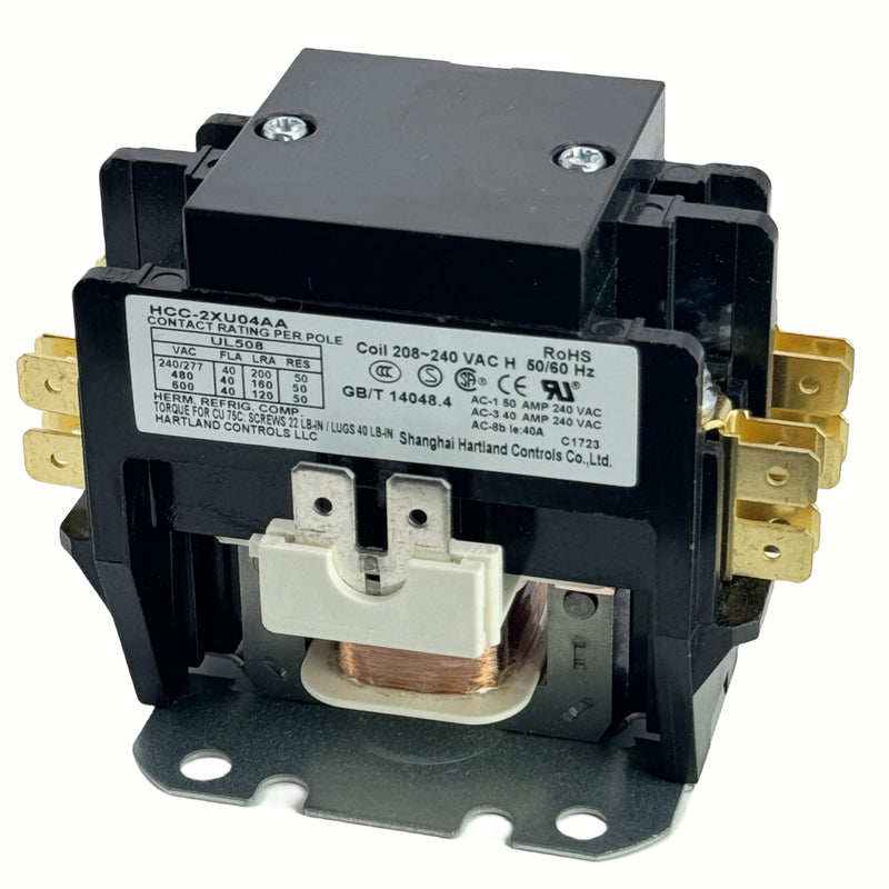 HCC-2XU04AA 208V-240V 40A DPST Contactor,50-60Hz Bipolar AC contactor