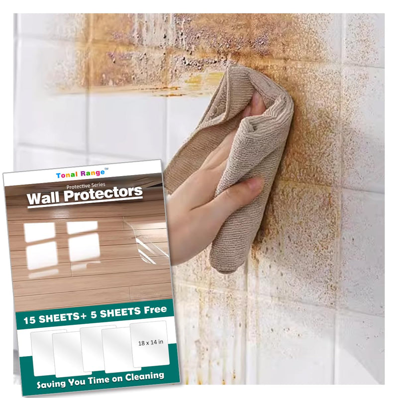Clear Wall Protector Contact Paper, Kitchen Wall Stickers, Wall Protector Sheet for Trash Cans, Chair Bumpers, Carpet, Stove Backsplashes and Behind Stove -(20 Sheets) 20 -Sheets