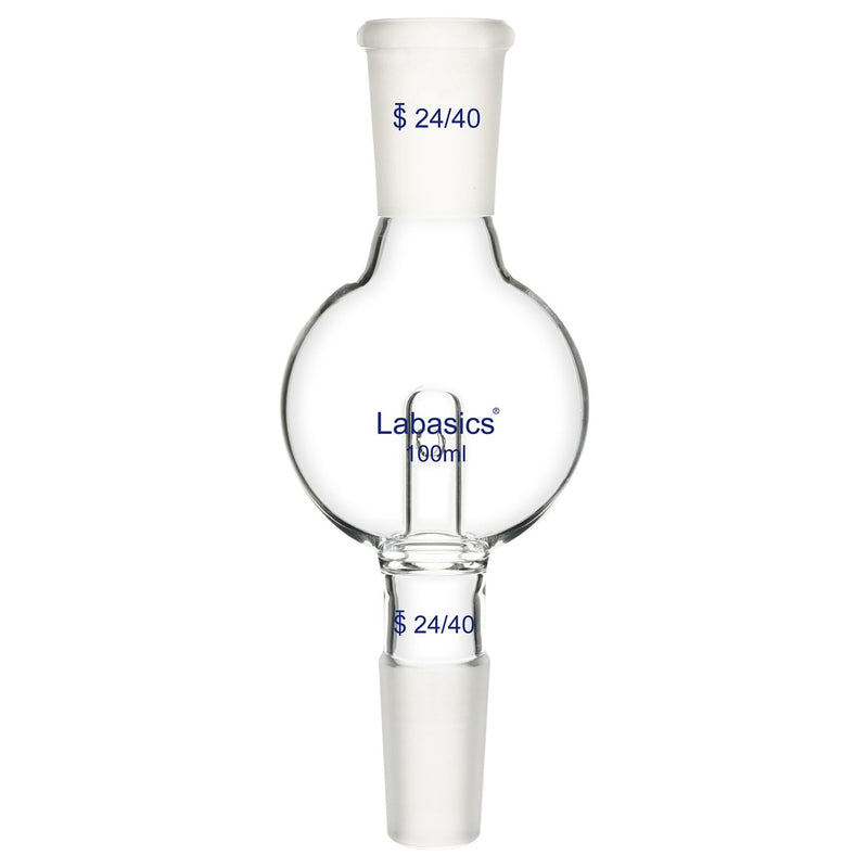 Labasics Borosilicate Glass Rotary Evaporator Bump Trap with 24/40 Standard Outer Upper Joint and Taper Inner Lower Joint, 100 ml