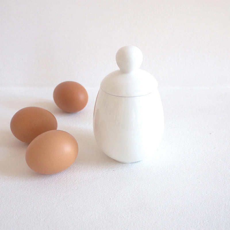 AggCoddler - Scandinavian Porcelain Egg Coddler with Simple Lid - Minimalist Design Egg Poacher Cooker for Quick and Easy Breakfast or Elegant Display - Henrik, White