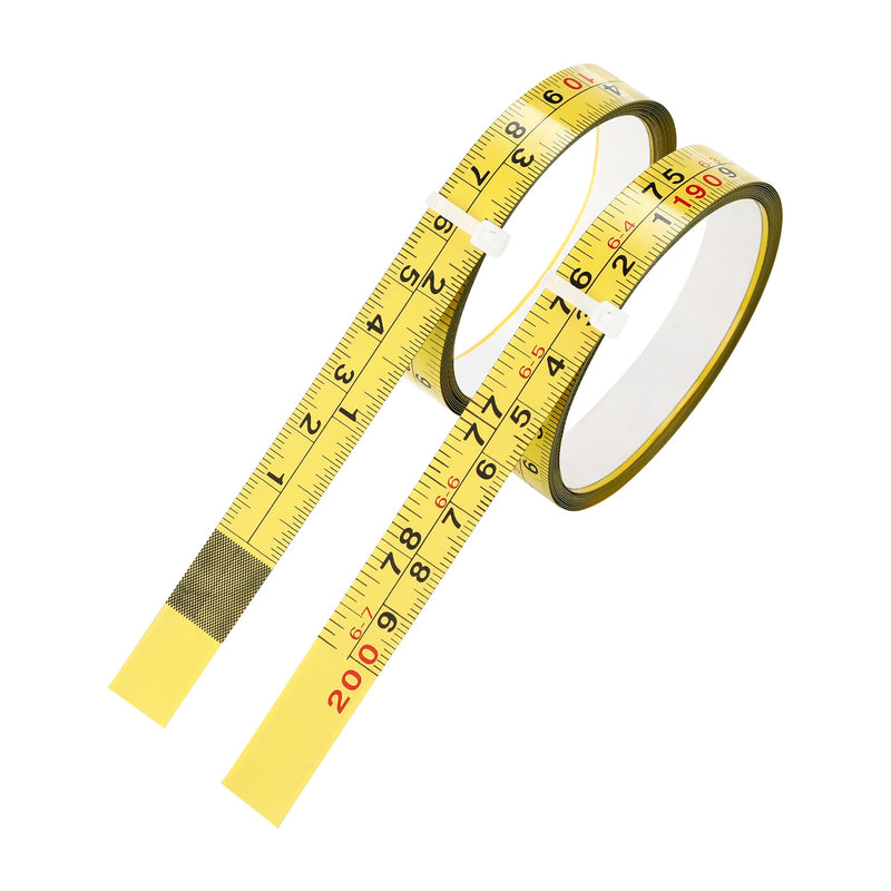 2 Packs Steel Self-Adhesive Measuring Tape, Right to Left Reading 200cm or 78-Inch Imperial and Metric Ruler Tape, 1/2-Inch Peel and Stick Tape Measure for Woodworking, Saw, Drafting Table, Yellow 200cm or 78Inch