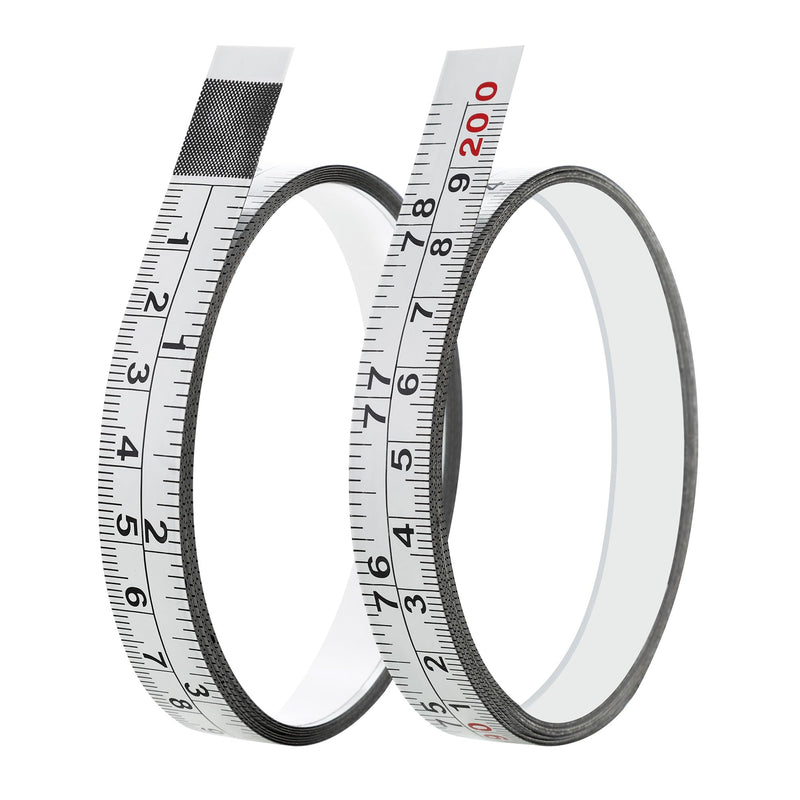 2 Packs 1/2-Inch Self-Adhesive Measuring Tape, 78 Inch or 200cm Peel and Stick Tape Measure, Imperial and Metric Scales, Left-Right Reading Ruler Tape for Workbench, Table Saw, Drafting Table, White 200cm or 78Inch