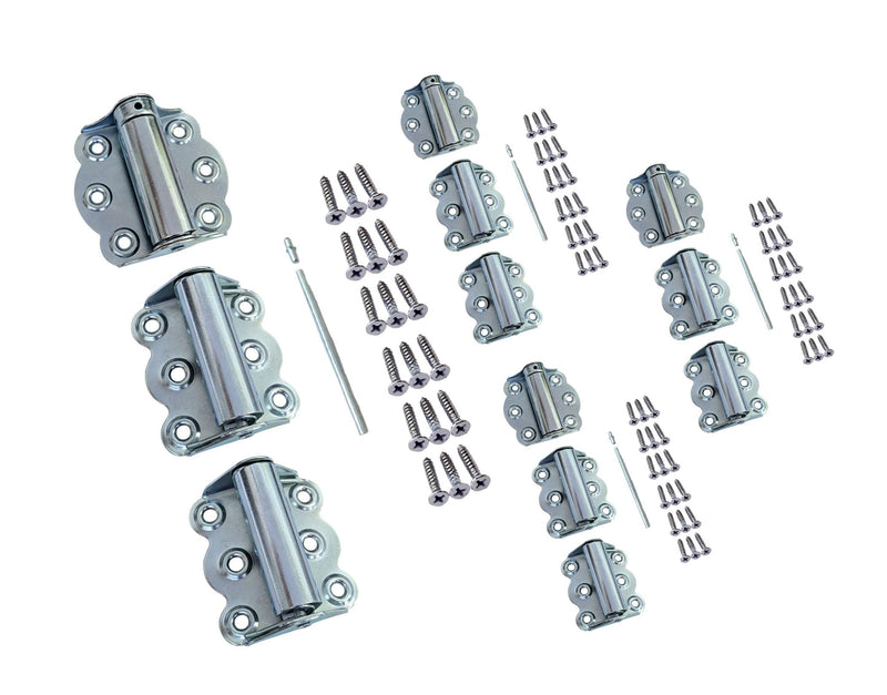 QCAA Door Spring Hinges, 2-3/4", Set of 2 Self Closing and 1 Adjustable Self Closing Hinge, Zinc Plated, 4 Set, Made in Taiwan